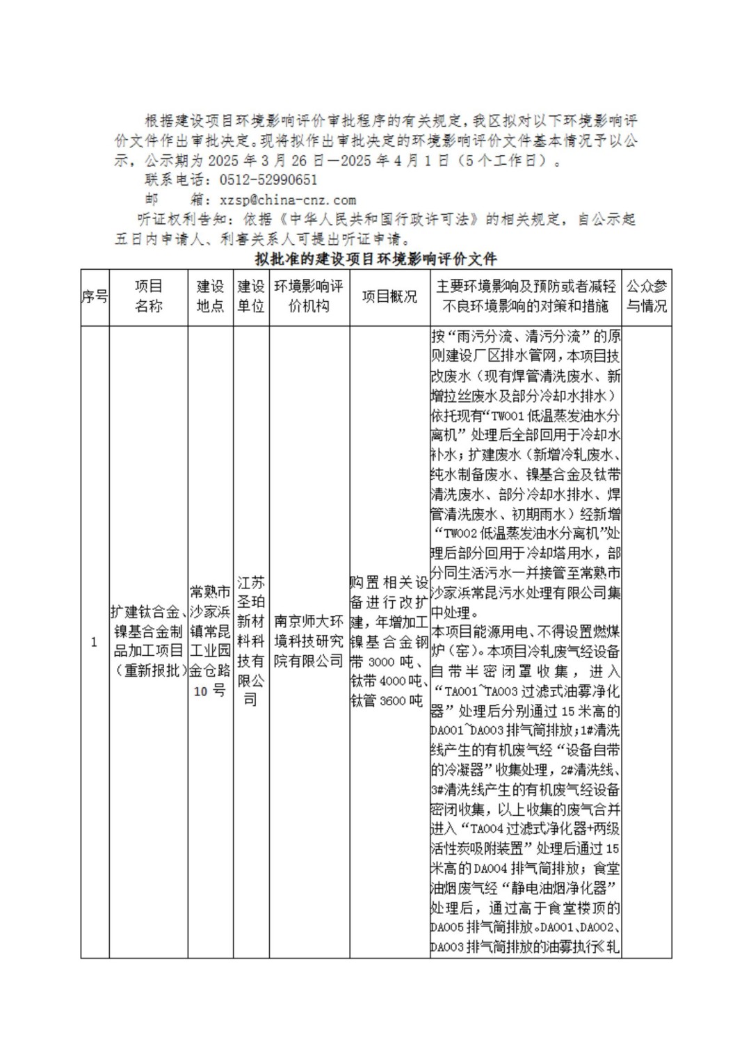 2025年3月26日常熟高新技术产业开发区关于拟作出审批决定的环境影响评价文件公示（圣珀）_00.jpg
